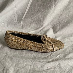 John Higdon Leather Oxford Animal Print Flats